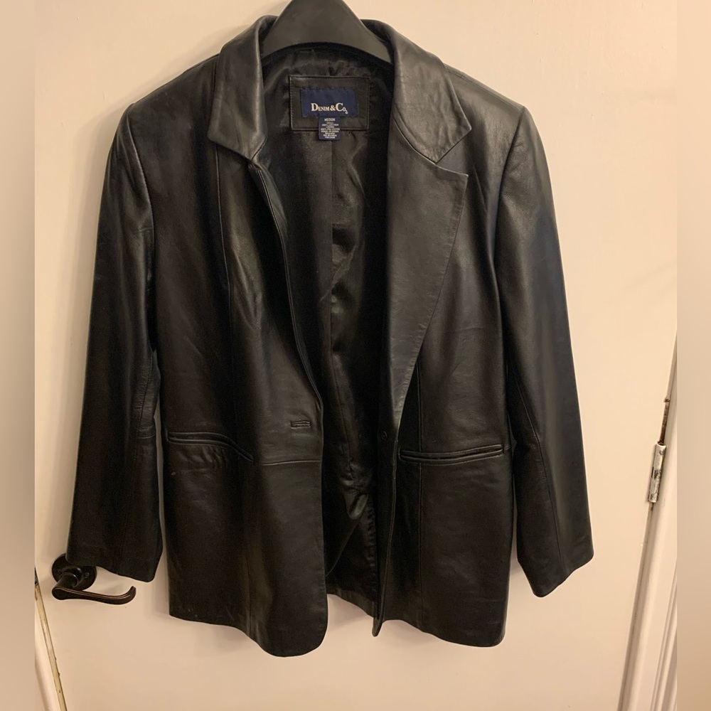Denim&Co Black Leather Jacket for Men